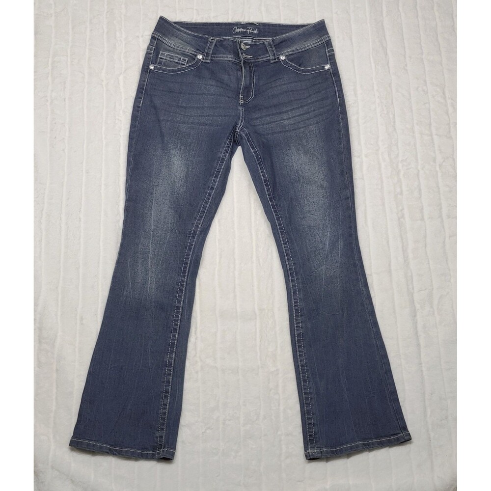 Copper Flash Jeans Womens 12 Curvy Bootcut Denim Blue Flare Pants Stretch